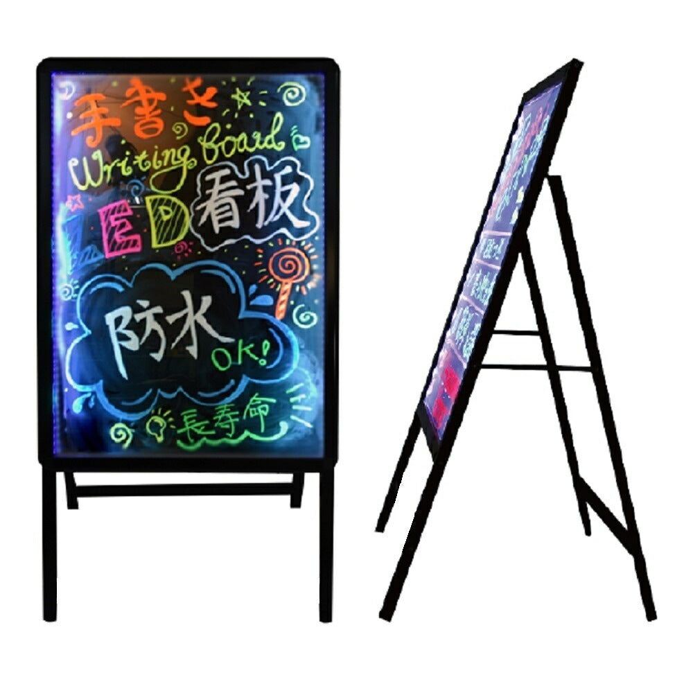 手書きLED ネオン看板 画面サイズ55x74.5cm ウェルカムボード 蛍光マーカーペン+マイクロクロス付き 簡易防水