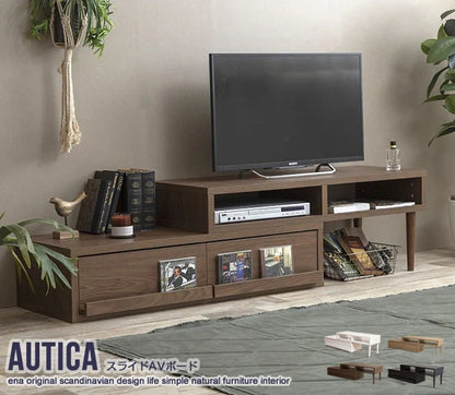 伸縮スライドAVボード 幅112-202cm テレビ台 TVボード AUTICA ローデスク