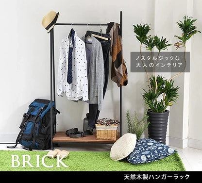 ハンガーラック 重厚感 2本ポール 幅78cm 天然木 パイン材