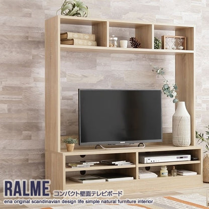 壁面収納テレビボード 32-42インチ対応 ハイタイプ 薄型 スリム 木目調