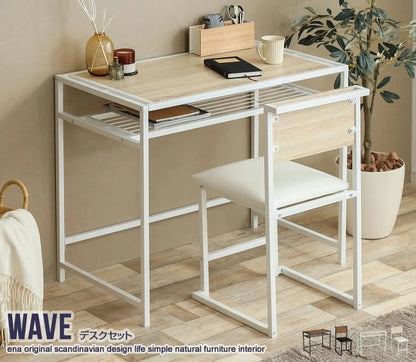 デスクセット （デスク + チェア） 幅90cm 棚付き シンプル かんたん組立