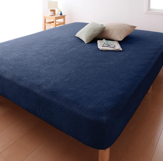 ワイドキング ベッド用ボックスシーツ コットン100%タオル 200x200+マチ25cm