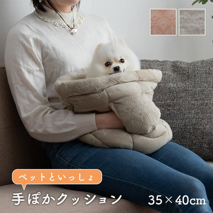 ペットも飼い主も一緒に暖かい 手ぽかクッション 35x40cm フェイクファー 冬用