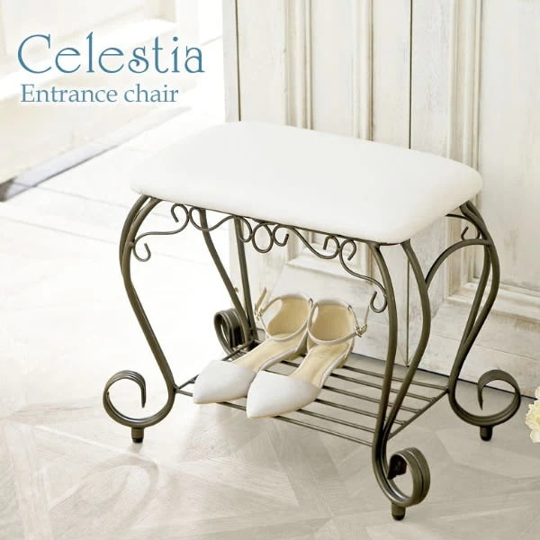 姫系 エントランスチェア 玄関チェア Celestia アンティークゴールド