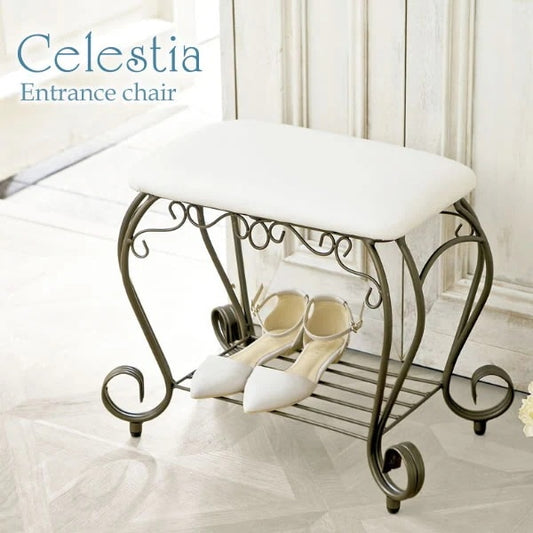 姫系 エントランスチェア 玄関チェア Celestia アンティークゴールド