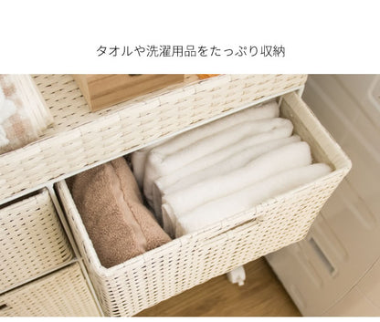 軽量ラタンランドリーチェスト 幅38cm 高さ79cm 高通気性 おしゃれ収納 衣類・タオル・洗濯用品に
