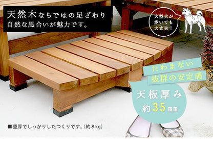 縁台ステップ 幅90cm コンパクト 屋外 高耐久 木目調 ナチュラル ウッドデッキ 段差解消