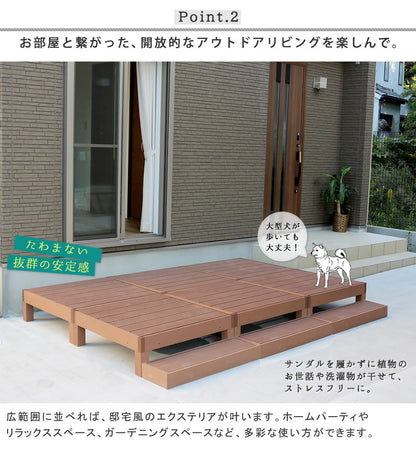 【人工木ウッドデッキ】環境に優しい＆高耐久／屋外対応・組立簡単 ナチュラルモダンデザイン