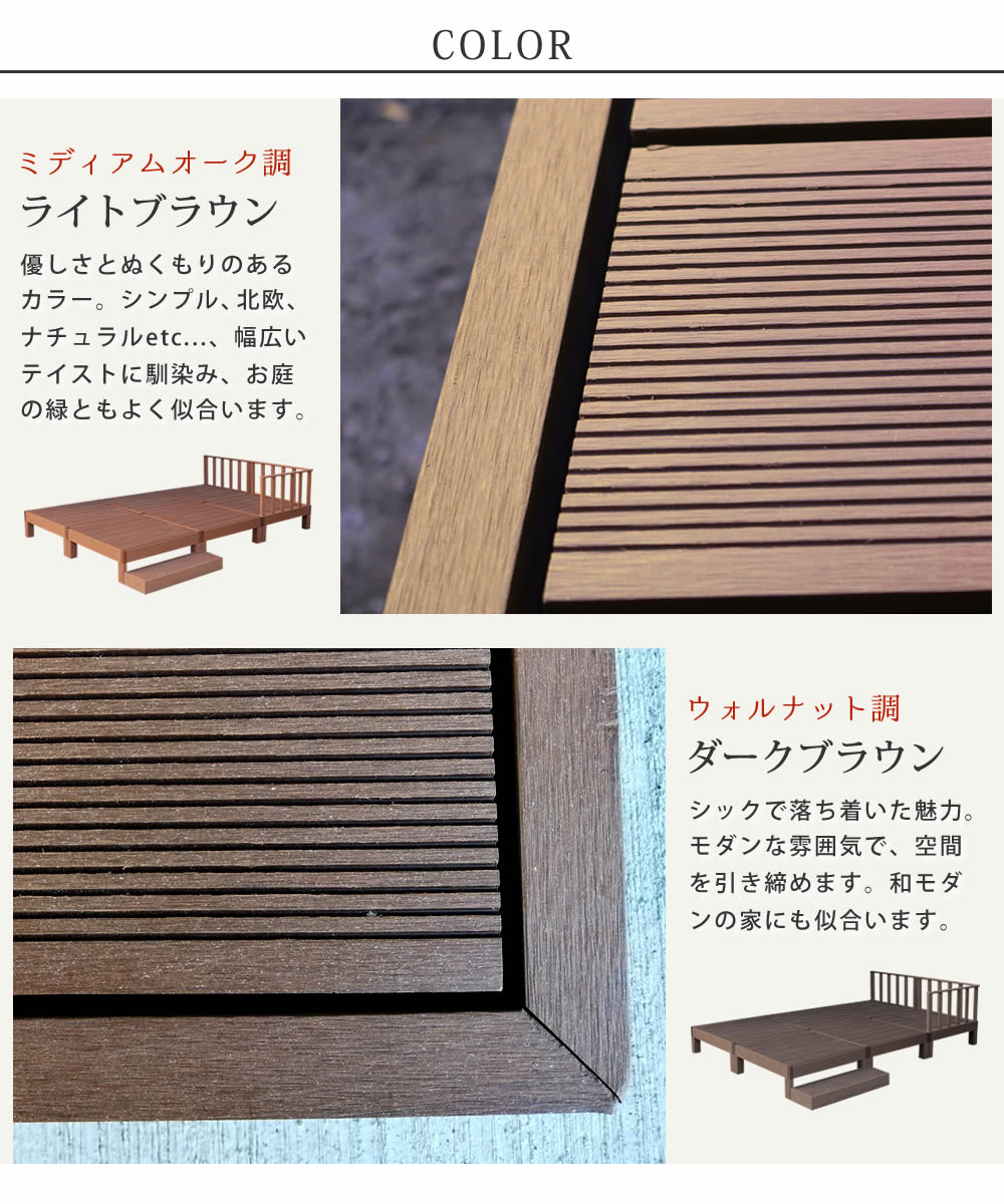 ウッドデッキ 人工木 6台セット ステップ フェンス付き 高耐久 エコ 屋外 組立簡単