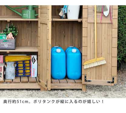収納庫 木製 大型 三つ扉 大容量 省スペース 天然木 クローゼット 屋外 ガーデン