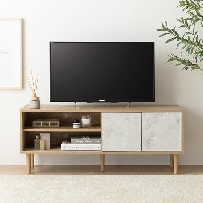 テレビ台 ローボード 幅110cm 木目 ストーン柄 バイカラー 収納付き コンパクト おしゃれ