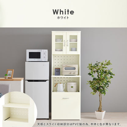 スリム幅キッチンボード／幅59cm／省スペース設計・家電収納対応・便利なスライドワゴン付き
