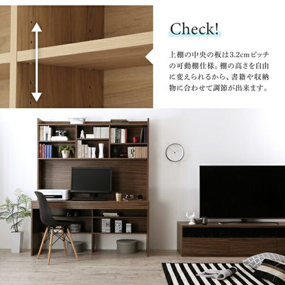 デスク 幅150cm 壁面収納 薄型 ハイタイプ 大型モニター対応 ウォルナット オーク 在宅勤務
