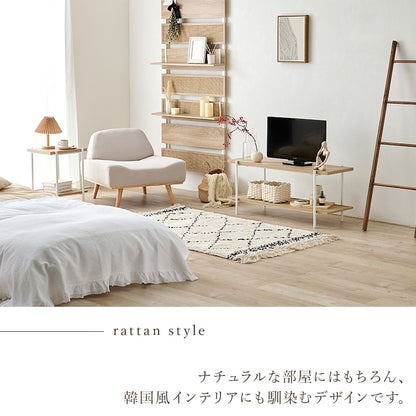 サイドテーブル ラタン調 幅39cm アジャスター付き おしゃれ収納 ソファ横 ベッド横