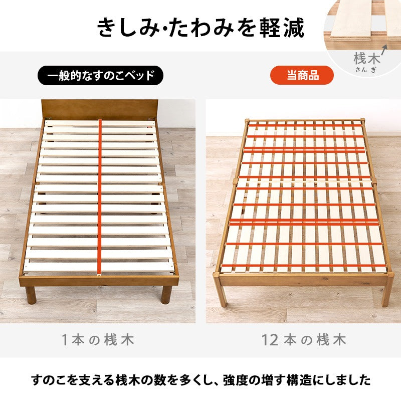 セミダブルベッド 天然木パイン材 工具不要 簡単組立 シンプル ベッドフレーム 一人暮らし 新生活