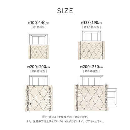 ラグ 100×140cm ウィルトン ベニワレン風 シャギー 高級感 おしゃれ 床暖房OK