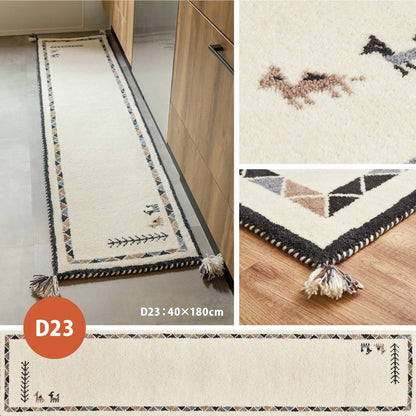 キッチンマット 約40×120cm ギャッベ ウール 手織り ふかふか 床暖房OK オールシーズン