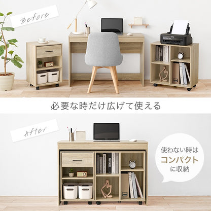 デスクセット 3点 ラック チェスト 幅105cm キャスター付き ワゴン 自由レイアウト 在宅勤務