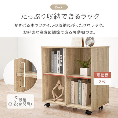 デスクセット 3点 ラック チェスト 幅105cm キャスター付き ワゴン 自由レイアウト 在宅勤務