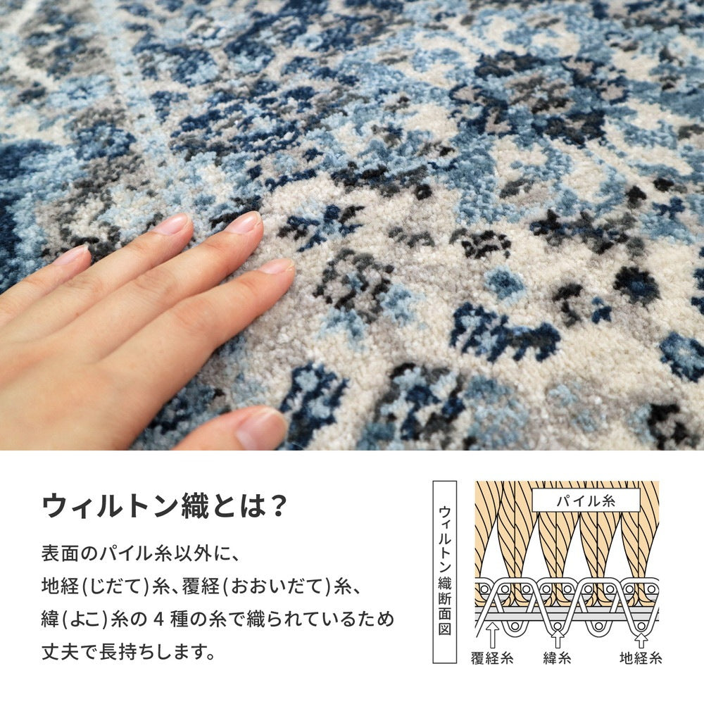 マット 50×80cm トルコ製 ウィルトン エスニックデザイン 高密度パイル 折りたたみ収納 玄関
