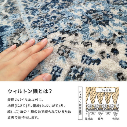 マット 50×80cm トルコ製 ウィルトン エスニックデザイン 高密度パイル 折りたたみ収納 玄関