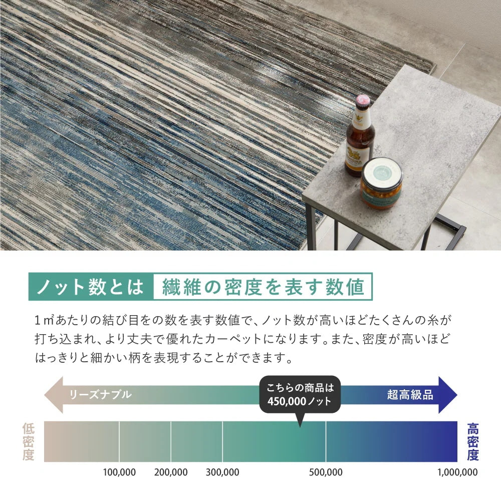 【約160×235cm】エジプト製 ウィルトンラグ 高密度パイル 高耐久 グラデーションデザイン 床暖房対応