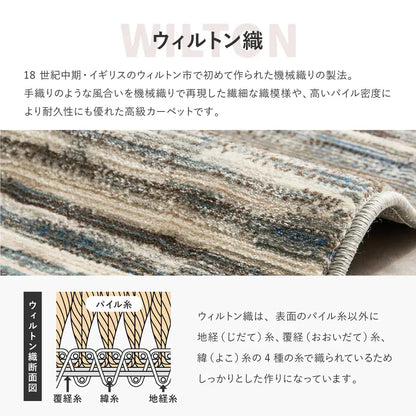 ラグ 200×250cm エジプト製 ウィルトン 高密度パイル 高耐久 グラデーション 床暖房対応