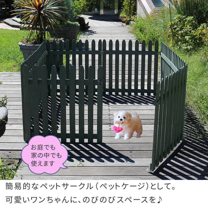 ウッドフェンス 折りたたみ サークル ゲート付き 天然木 ペットフェンス 屋外 ガーデン DIY
