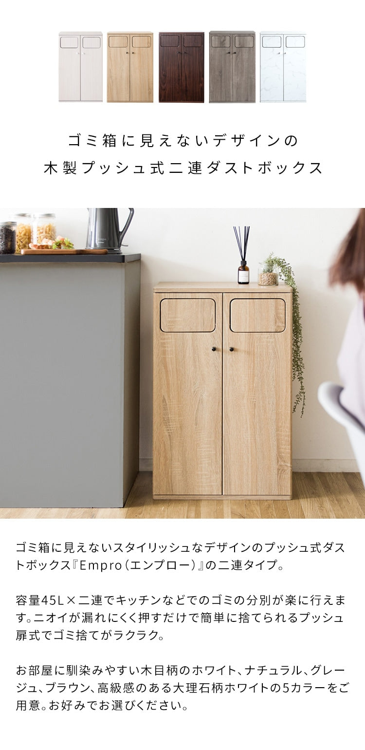 ダブルダストボックス 45L＋45L 分別 ゴミ箱に見えないゴミ箱 プッシュ式