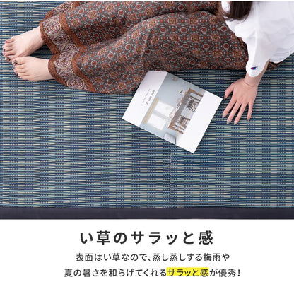 い草ラグ 約180×180cm ウレタン入り クッション性 静音 折りたたみ収納 夏 冷感 正方形