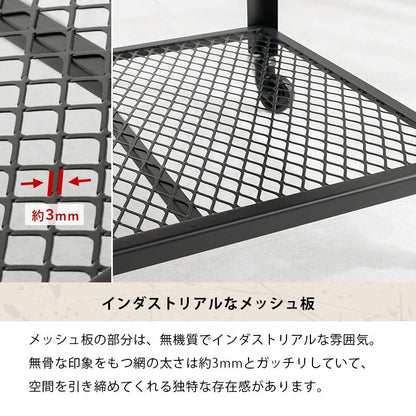 ローテーブル ヴィンテージ 90×50cm キャスター付き 棚付き スチール脚 メラミン天板 男前インテリア