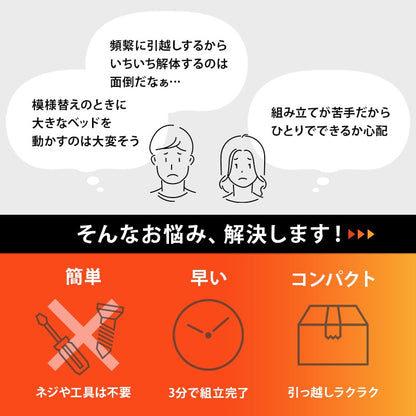 シングルベッド 天然木パイン材 工具不要 かんたん組立 2口コンセント スマホ充電 一人暮らし