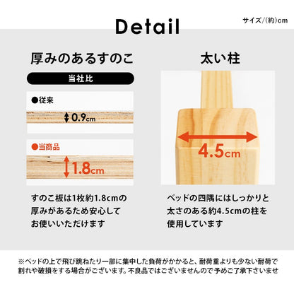 シングルベッド 天然木パイン材 工具不要 かんたん組立 2口コンセント スマホ充電 一人暮らし