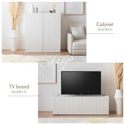 キャビネット 幅70cm ウェーブデザイン 扉収納 ルーター収納 リビングボード テレビ横 おしゃれ