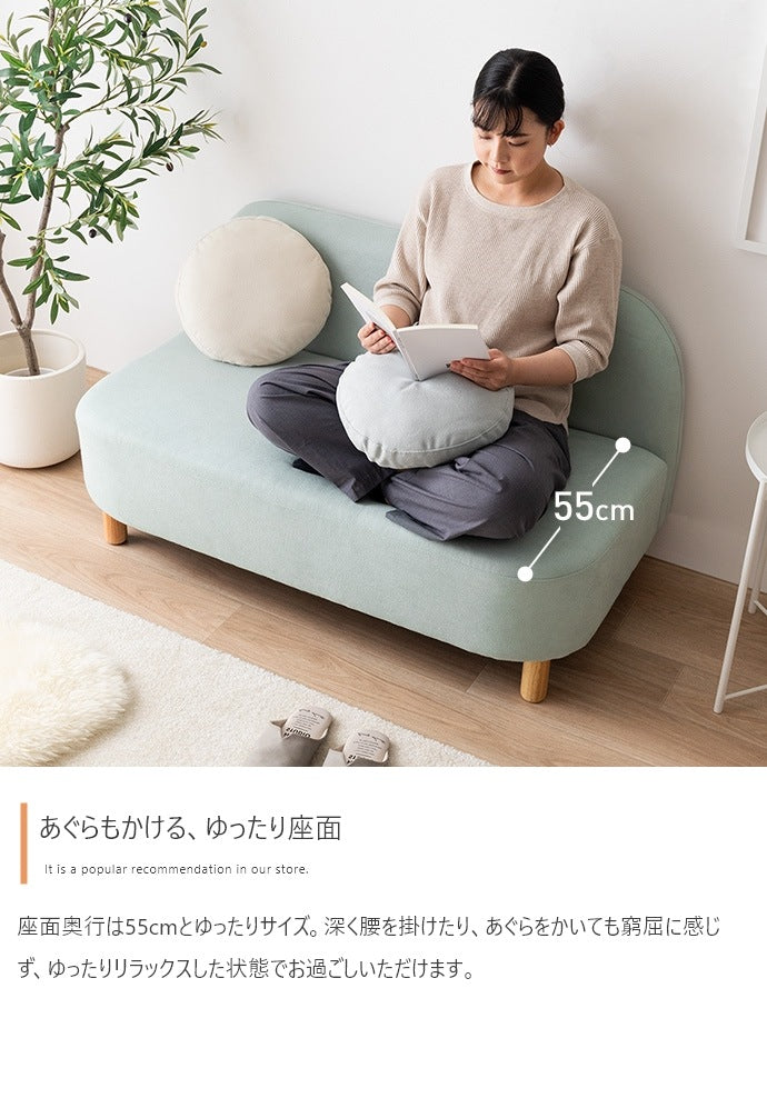 2人掛けソファ 幅119cm ラウンドフォルム ゆったり座面 ロー脚対応 コンパクト リビング