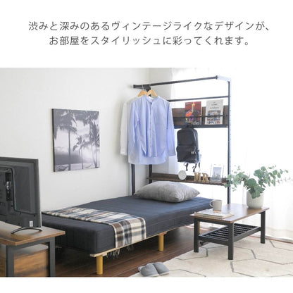 ベッド上 ハンガーラック 後付けヘッドボード 省スペース 一人暮らし ワンルーム 棚付き 壁面収納