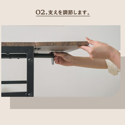 折りたたみダイニングテーブルセット 2人用 幅60cm バタフライ天板＆チェア・スツール付き 省スペース＆ヴィンテージ風デザイン