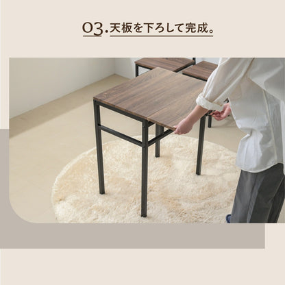 折りたたみダイニングテーブルセット 2人用 幅60cm バタフライ天板＆チェア・スツール付き 省スペース＆ヴィンテージ風デザイン