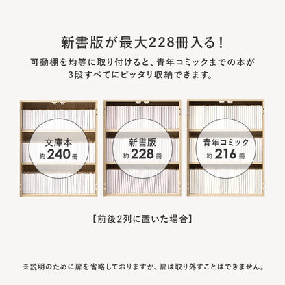 シェルフ 扉付き 幅60cm 可動棚 キャスター付き デスク横 リビング収納 ラック