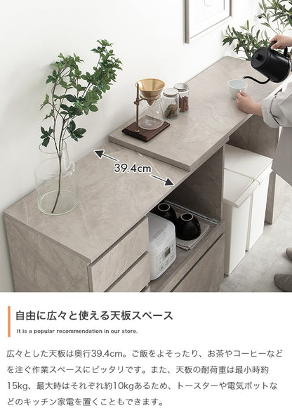 3way伸縮キッチンカウンター 幅100-154cm 180度回転 シンプルモダン 大容量収納