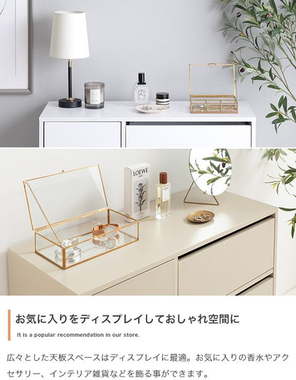 チェスト 取っ手が無いフラットデザイン 幅80cm コンパクトキャビネット 大容量 キャスター付きで移動ラクラク
