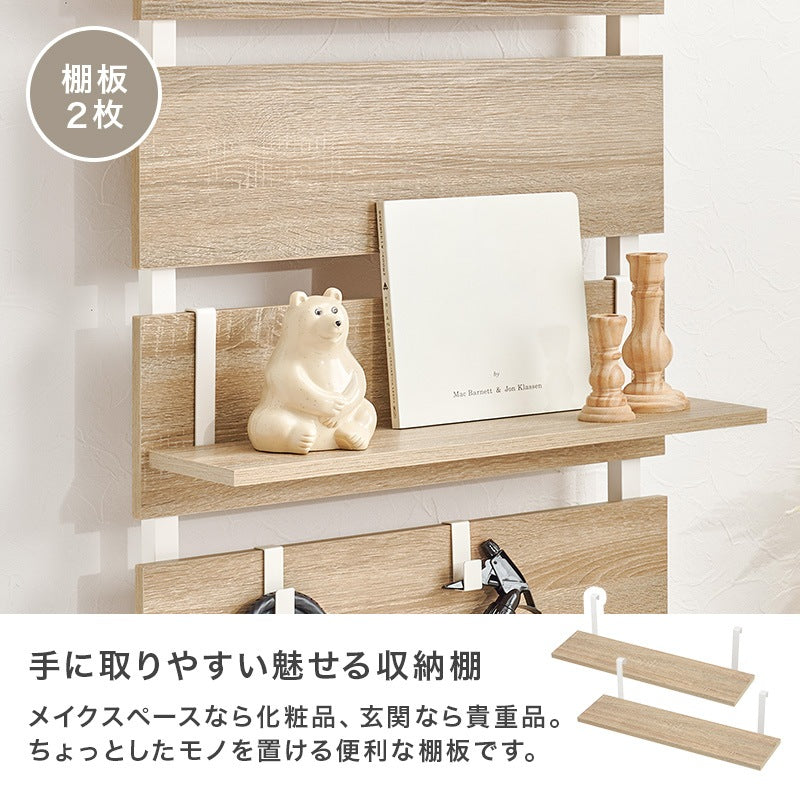 突っ張りラック ミラー付き 幅60cm 賃貸OK 壁面収納 ドレッサー兼用 高さ200265cm