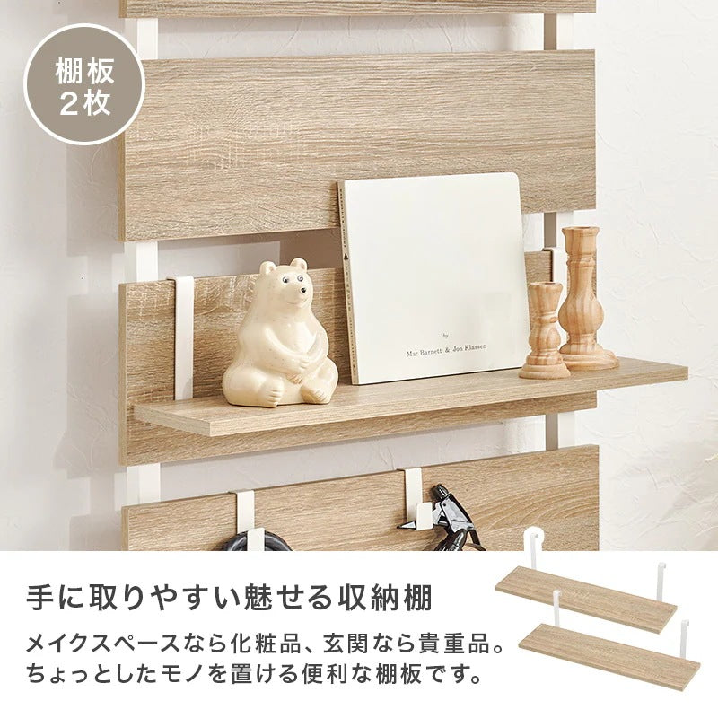 突っ張りラック ミラー付き 幅80cm 賃貸OK 壁面収納 ドレッサー兼用 高さ200265cm