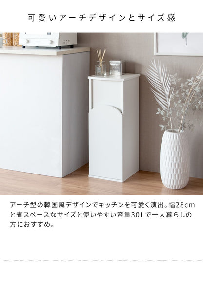 韓国インテリア風 ダストボックス 30L アーチ型 プッシュ扉 ゴミ箱