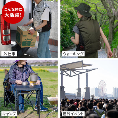 空調冷風ベスト フルセット 32V サイドファン 外仕事 ガーデニング ウォーキング 熱中症対策