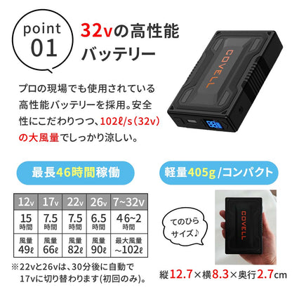 空調冷風ベスト フルセット 32V サイドファン 外仕事 ガーデニング ウォーキング 熱中症対策