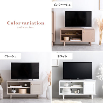 テレビ台 ローボード 幅90cm くすみカラー 框 シンプル 収納 シャンパンゴールド取っ手 コンパクト