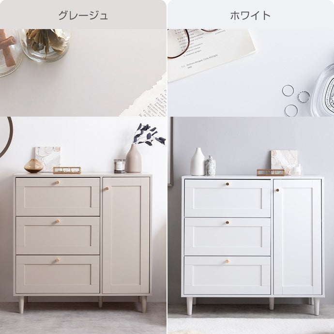 框 チェスト キャビネット 幅90cm くすみカラー 引き出し収納 シンプルモダン 奥行スリム たんす