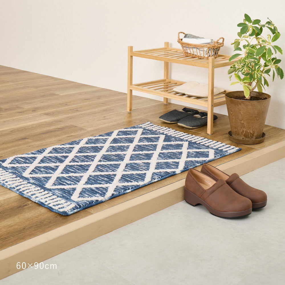 シェニールマット 玄関マット 約45×75cm アイラ 高級感／ナチュラル