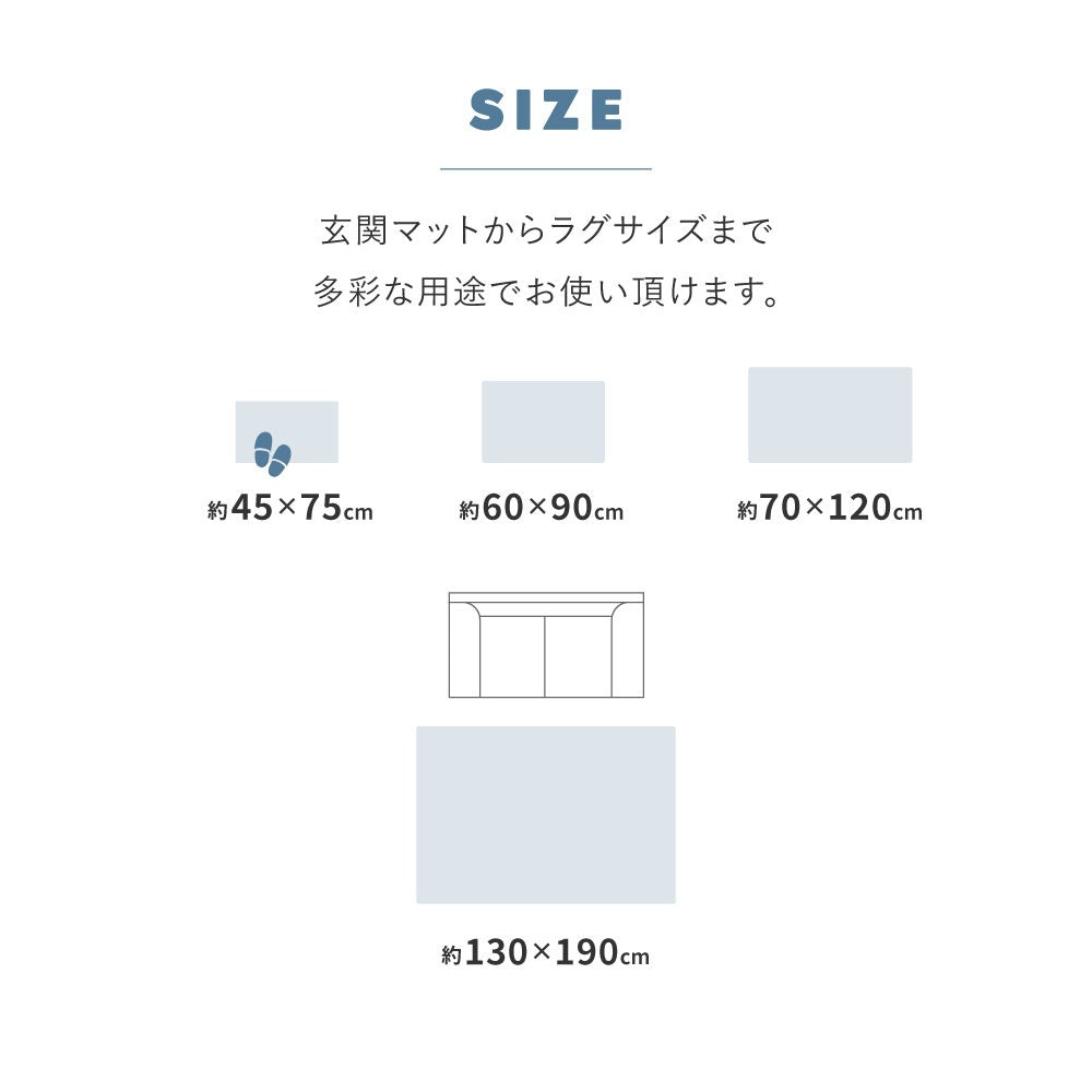 シェニールマット 玄関マット 約45×75cm アイラ 高級感／ナチュラル